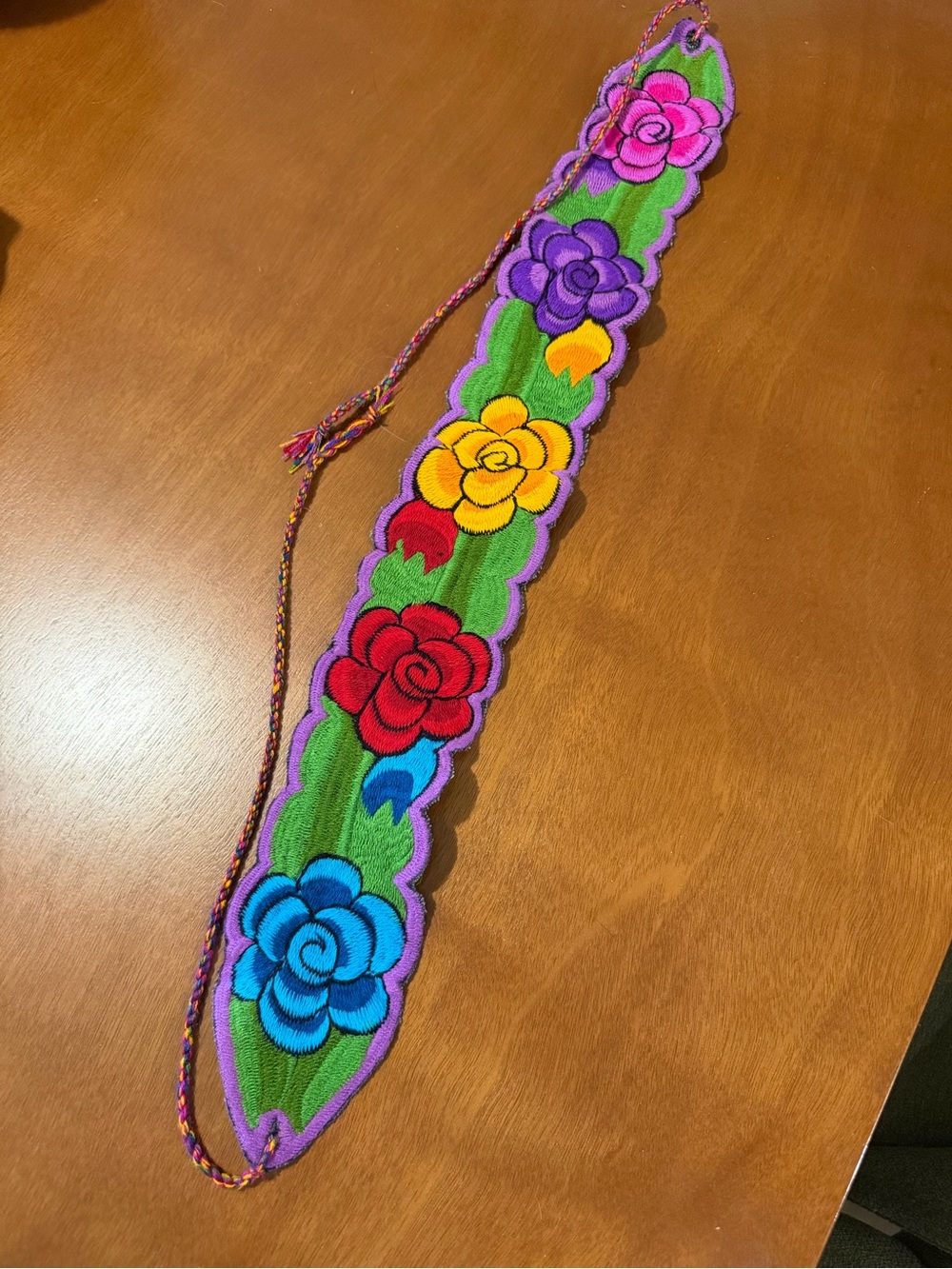 Vibrant Floral Embroidered Green Belt Strap